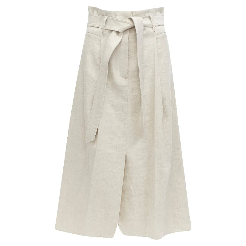 Women's Transitional Apparel Brunello Cucinelli cotton linen tie belt A-line midi skirt