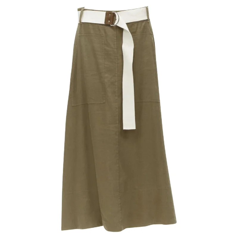 Stylish Women's Garments Tibi safari linen blend belted wrap midi skirt