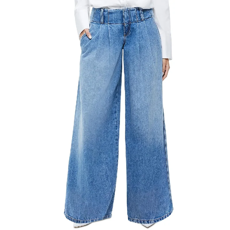 Women's Activewear Apparel Womens Solid Cotton Wide Leg Jeans