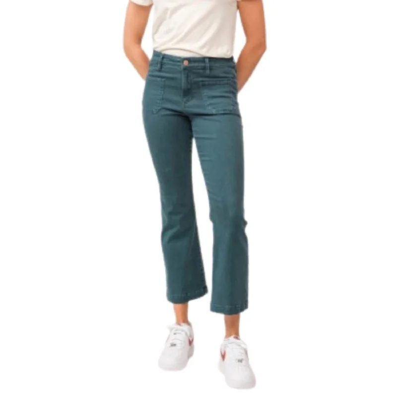 Online Boutiques Best Jeanne High Rise Cropped Flare In Deep Teal