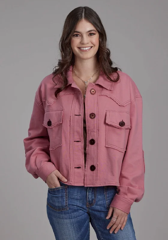 Fashion-forward Women's Clothing Roper Womens Western Crop Pink 100% Cotton Cotton Jacket