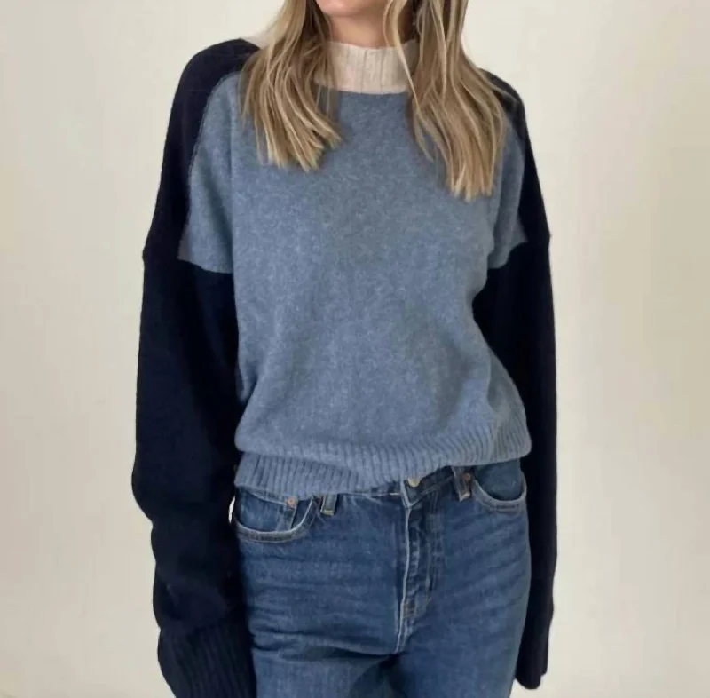 Women's Clothes And Garments Victoria Funnel Neck Sweater In Denim