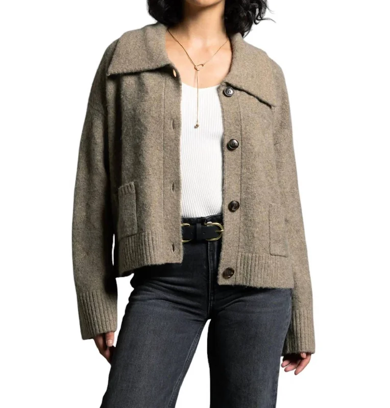 Unique Women's Fashion Pieces Delphine Cardigan In Desert Tan