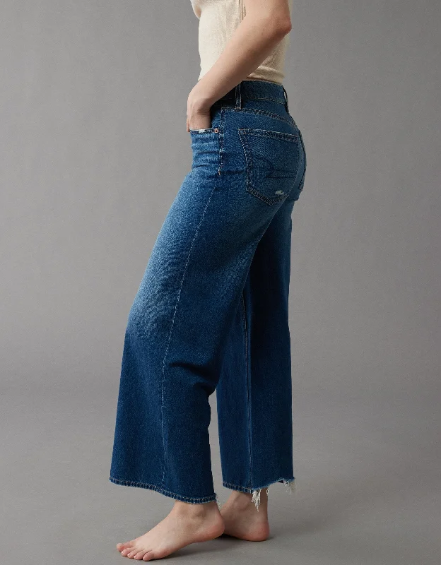 Plus Size Women's Fashion AE Strigid Super High-Waisted Baggy Wide-Leg Ankle Jean