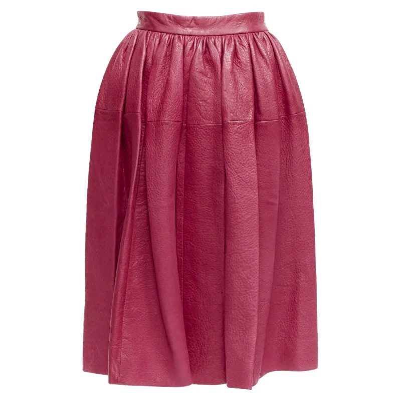 Women's High-Fashion Outfit Miu Miu lambskin leather high waist panelled skirt