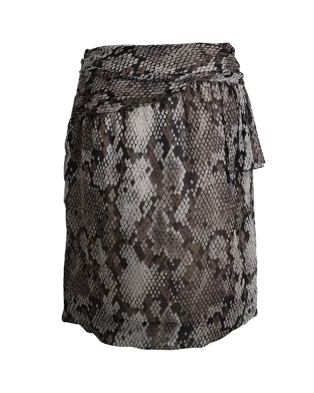 Sale Clothes Online Moschino Cheap And Chic Snake Print Skirt in Animal Print Silk