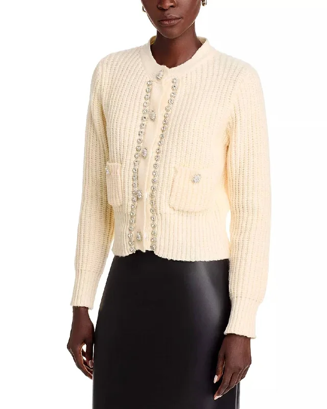 Chic Women's Outfit Jewel Cardigan In Cream