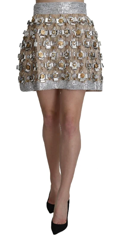 Women's Clothing For Casual Outings Dolce & Gabbana  Embellished High Waist Mini Women's Skirt