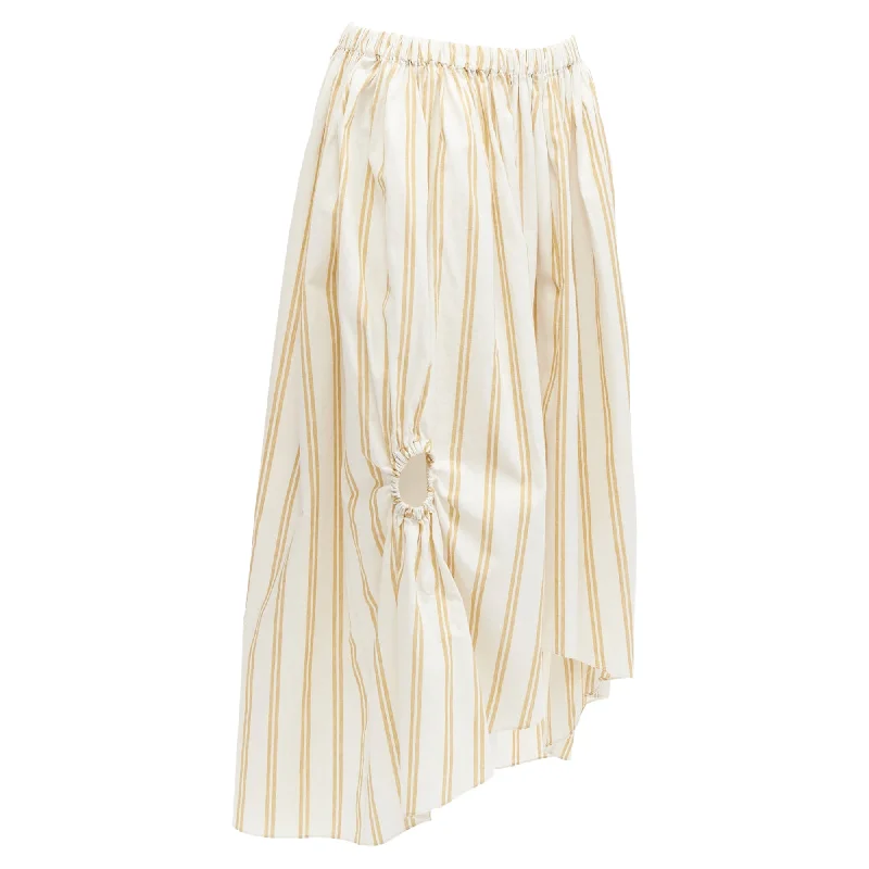 Women's Outfit For The Office Oscar De La Renta cotton linen ruched cutout striped balloon skirt