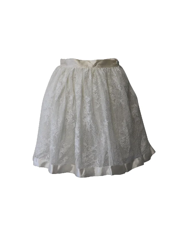 Fashionable Dresses for Women Miu Miu Flared Mini Skirt in White Lace Cotton