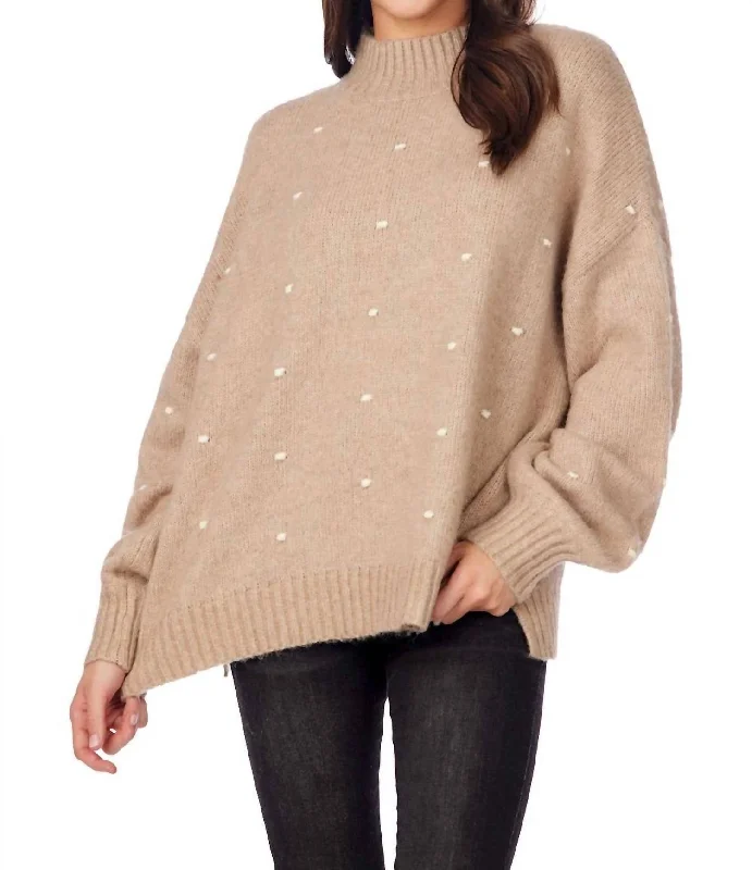 Women's Formal Wear Novie Pom Pom Sweater In Beige