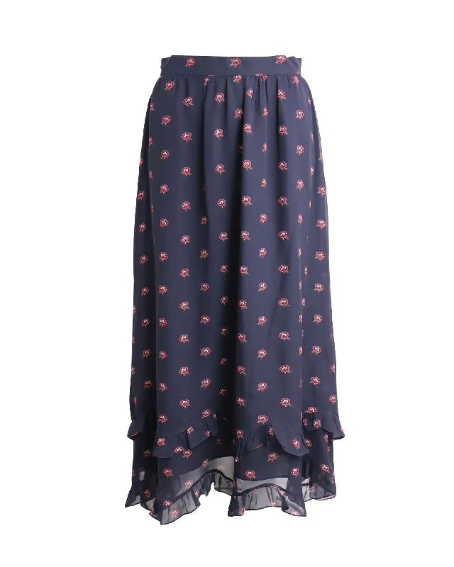 Sales Clothes Vilshenko Printed Maxi Skirt in Floral Print Silk