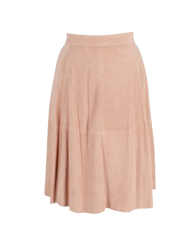 Elegant Women's Clothing Online Iris & Ink Circle Skirt in Pink Suede