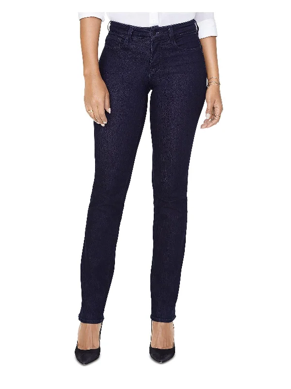 Women's Relaxed Outfit Petites Marilyn Womens Mid-Rise Stretch Straight Leg Jeans