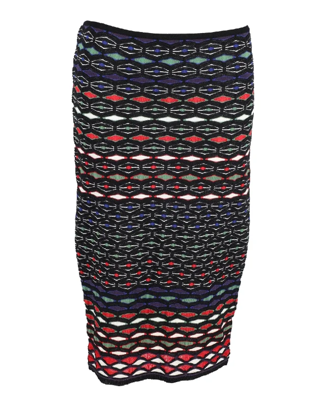 Women's Layered Outfit Missoni Knitted Bodycon Midi Skirt in Multicolor Viscose