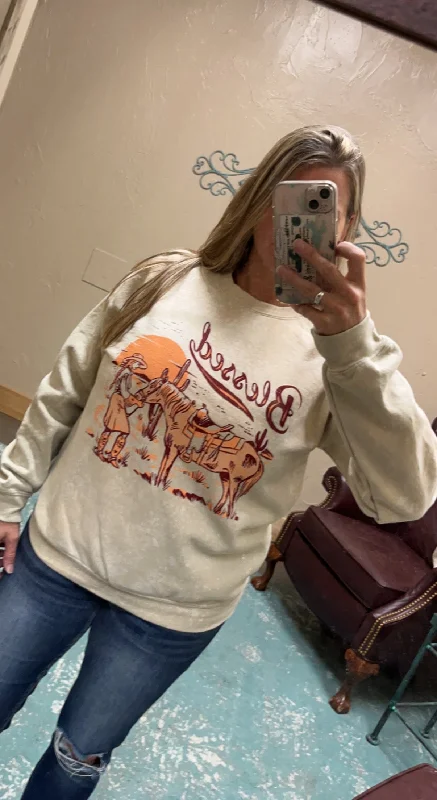 Women's Travel Outfit Set The Blessed Horse Bleached Sweater