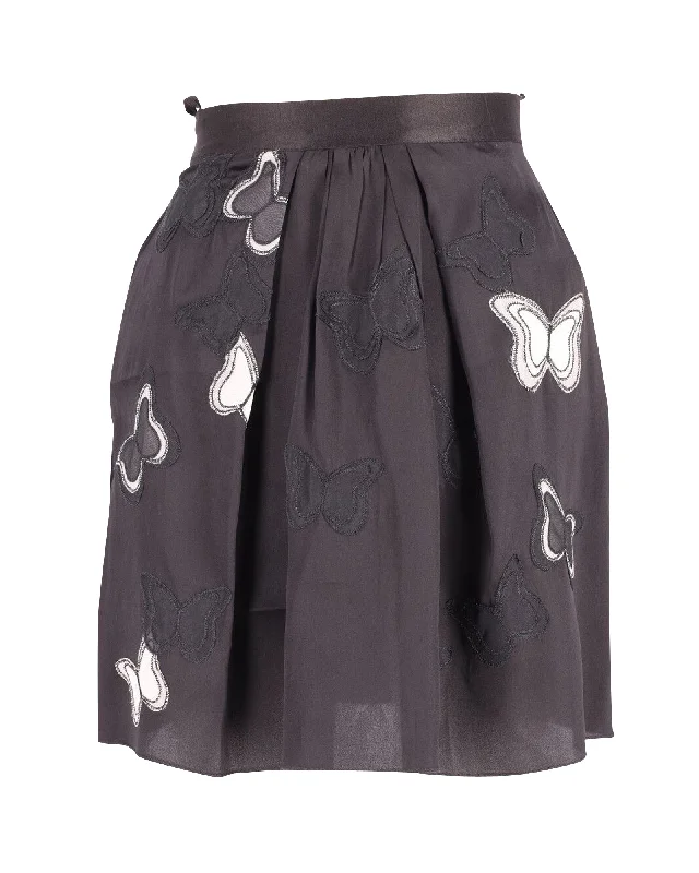 Affordable Fashion for Women Dolce & Gabbana Skirt with Butterfly Applique in Black Silk