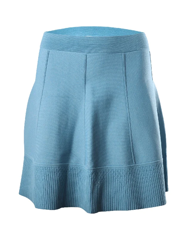 Women's Evening Wear Outfit Sandro Paris Knitted Skirt in Blue Jersey