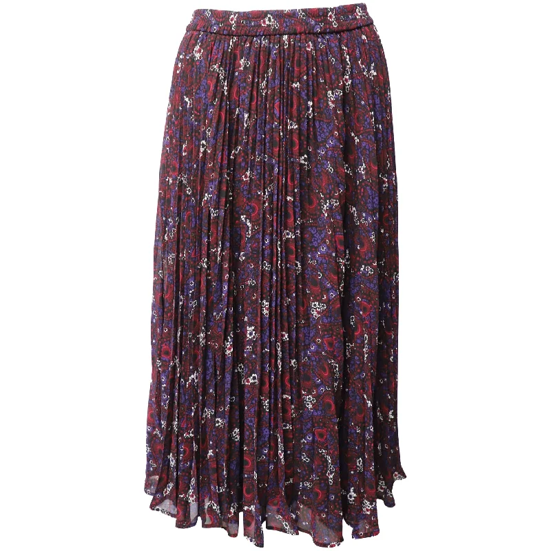 Women's Chic Outerwear Outfit Michael Kors Pleated Floral-Print Maxi Skirt in Multicolor Polyester