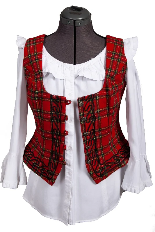 Women's Vintage-Inspired Clothing Scully Womens Red 100% Wool Tartan Plaid Vest