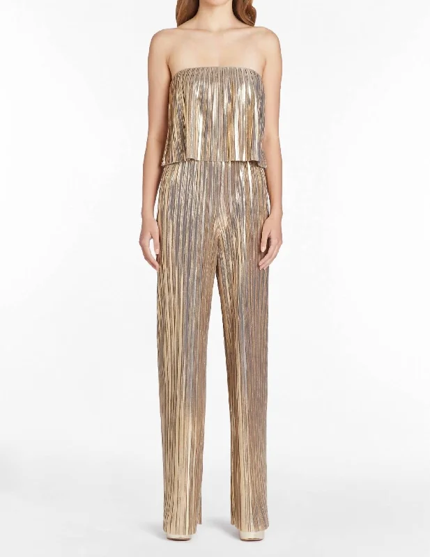 Collina Jumpsuit In Pleats In Gold