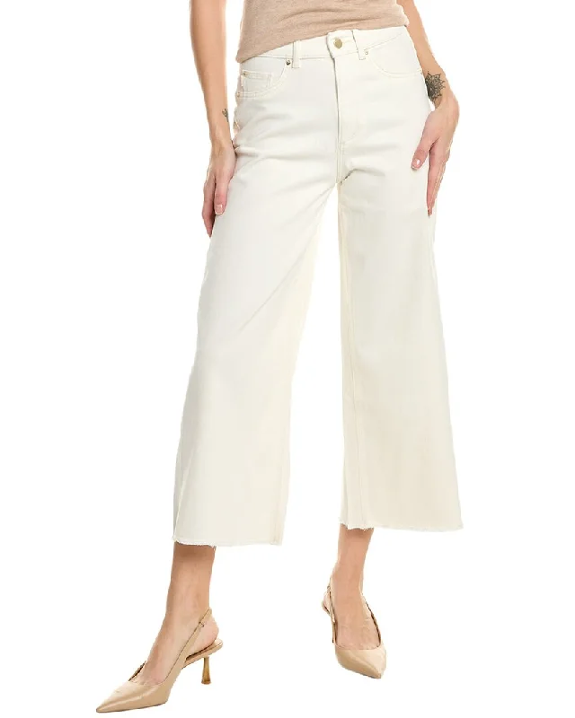 Women's Plus-Size Attire DL1961 Hepburn Petite High-Rise Eggshell Wide Leg Jean