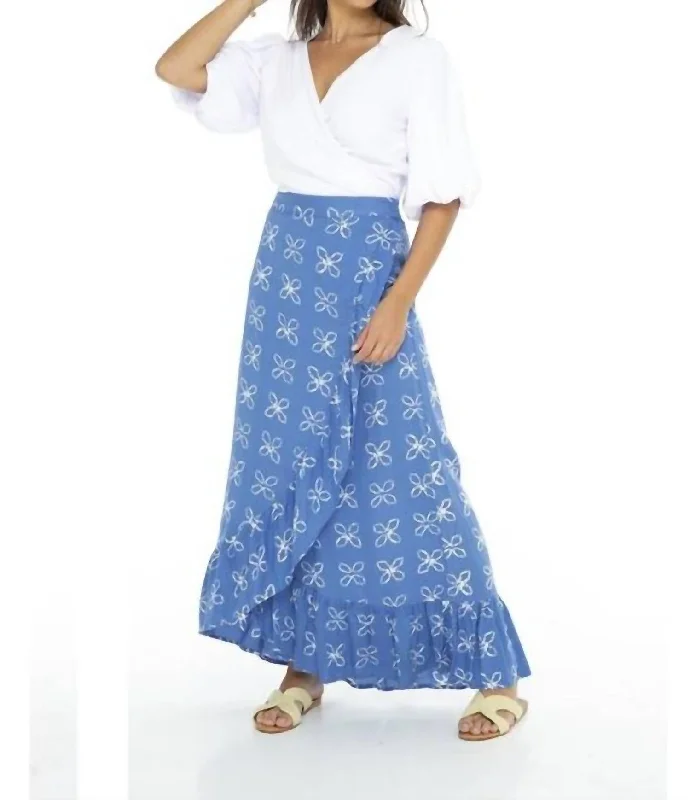 Comfortable Women's Outfits Shibori Long Wrap Skirt In Blue