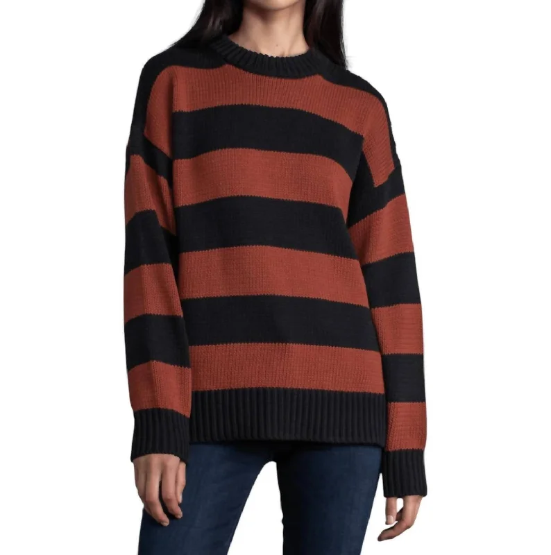 Women's High-Fashion Outfit Chelsea Pullover Sweater In Spice Stripe