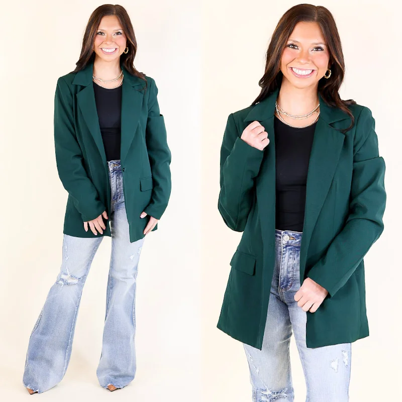 Women's Occasion Wear Clothes Winning Awards Long Sleeve Blazer in Emerald Green