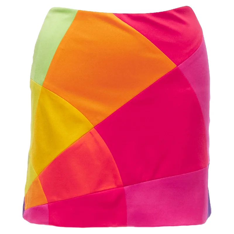 Women's Holiday Clothing Moschino Cheap Chic rainbow colorblock patchwork mini skirt