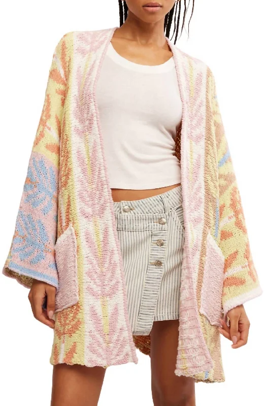 Modern Women's Apparel Mallorca Oversize Open Front Cardigan In Spring Breeze Combo