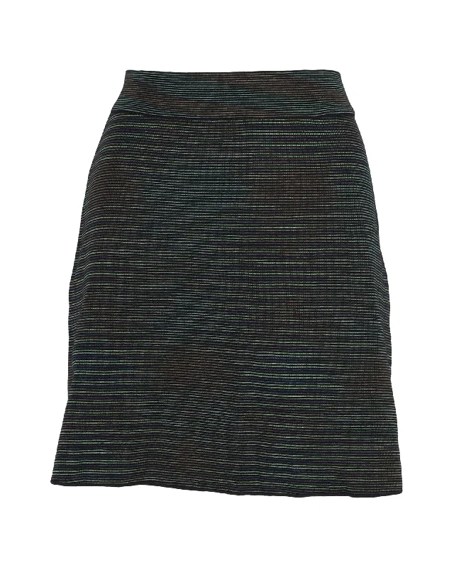 Women's Comfortable Lounge Attire Missoni Striped Mini Skirt in Green Wool