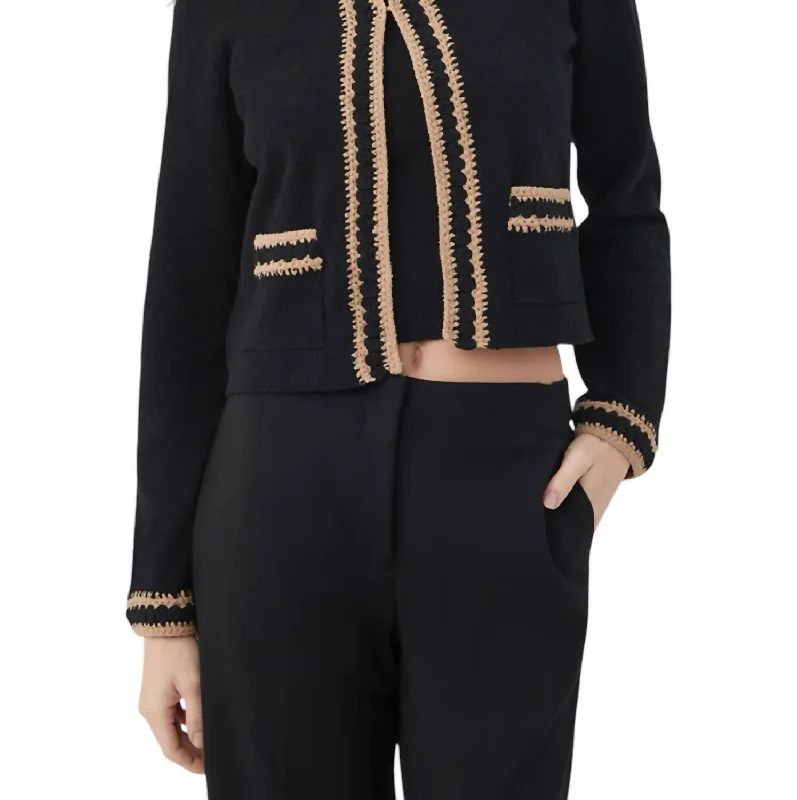 Women's Resort Garments Sinai Cardigan In Black/camel