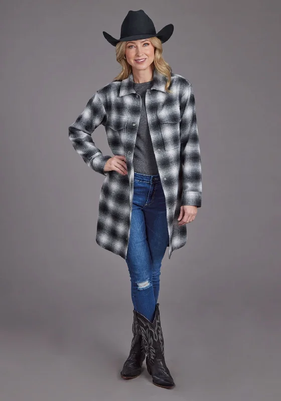 Women's Evening Attire Stetson Womens Ombre Oversized Plaid Black Poly/Wool Jacket