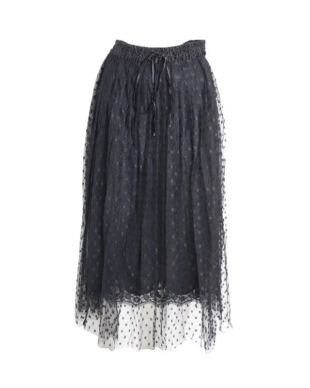 Online Clothing Boutiques Dolce & Gabbana Tulle Point D'esprit Midi Skirt in Black Polyamide