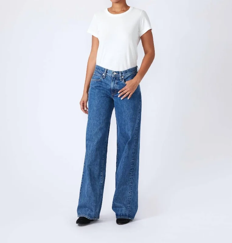 Minimalist Women's Fashion Clothing Mica Low Rise Wide Leg Jeans In Blue