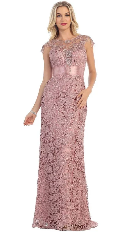 Elegant Clothing For Women May Queen - Illusion Jewel Neck Evening Gown RQ7182