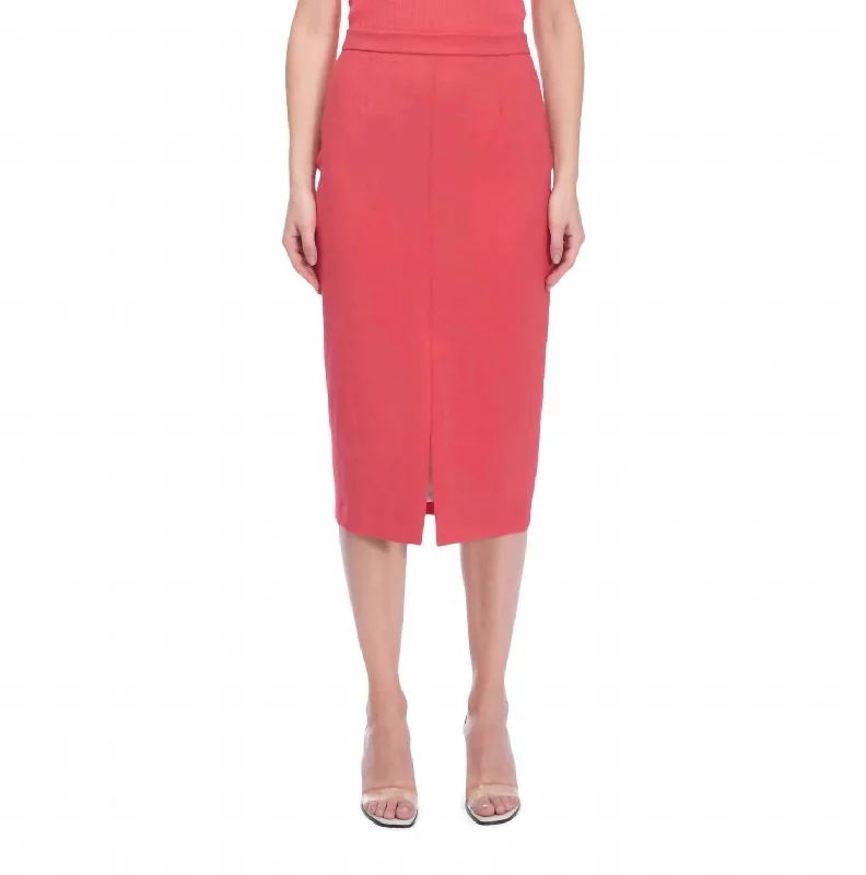 Elegant Women's Clothing Stretch Crepe Skirt In Coral