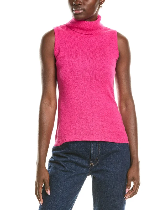 Women's Casual Apparel For Weekends Forte Cashmere Sleeveless Turtleneck Cashmere Sweater