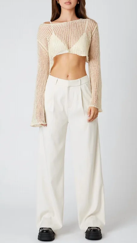 Women Online Clothing Boutiques High Waisted Trouser Pant In White