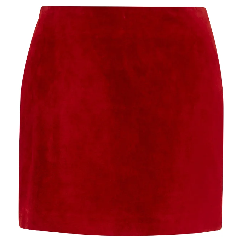 Affordable Trendy Clothes For Women Saint Laurent suede leather back dart mini skirt