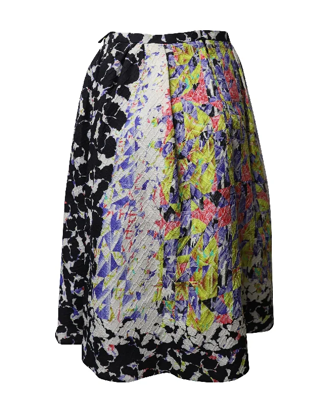 Women's Travel Attire Peter Pilotto Textured Abstract A-Line Skirt in Multicolor Silk