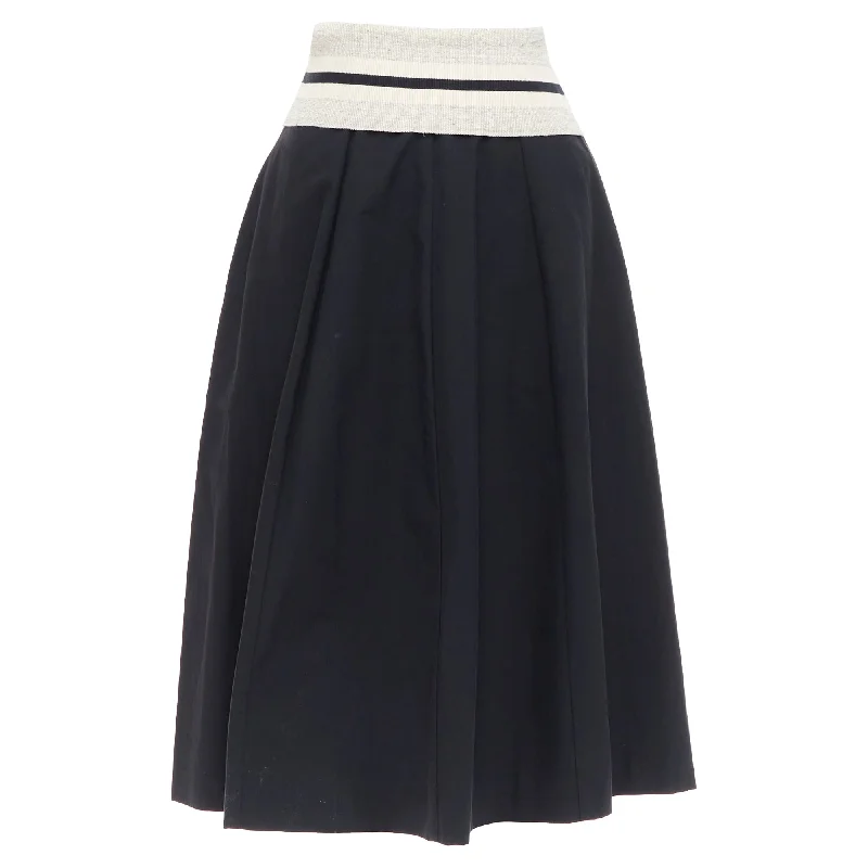 Stylish Outerwear Clothes For Women Brunello Cucinelli Cotton Blend Foldover Waist Midi Skirt