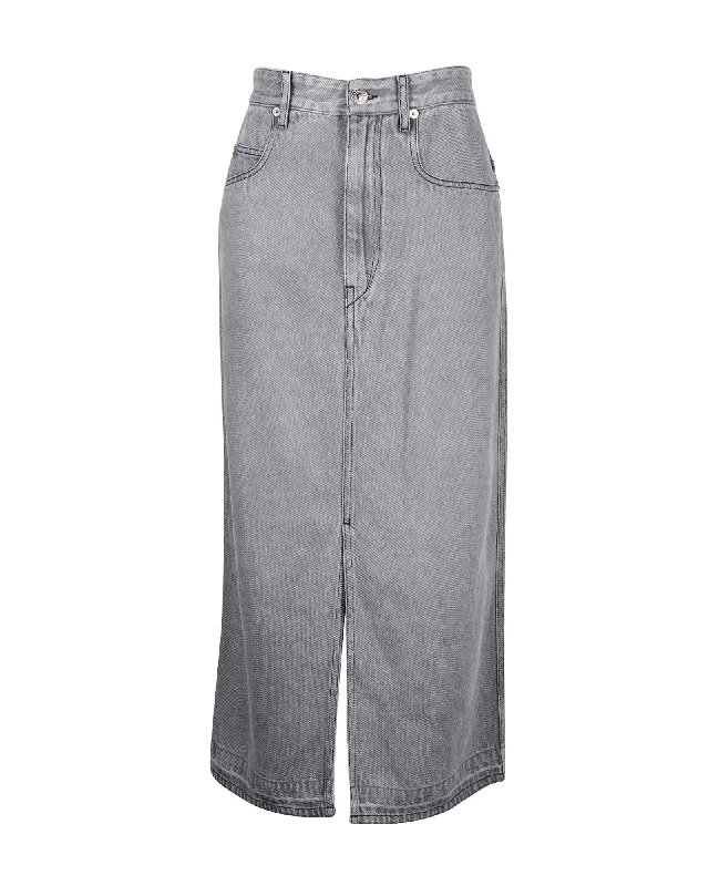 Elegant Women's Fashion Isabel Marant Etoile Denim Midi Skirt in Grey Cotton