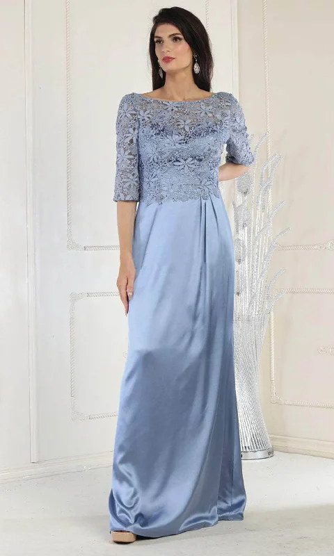 Stylish Dresses for Women May Queen MQ1969 - Scoop Back Lace Long Gown