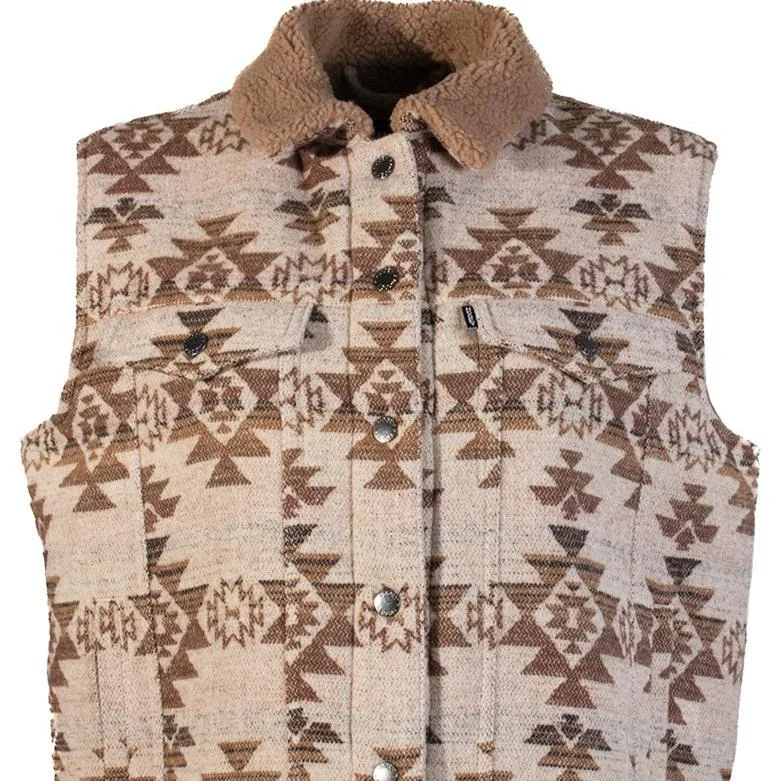 Women's Relaxed Clothes Hooey Women's Aztec Sherpa Vest in Cream & Tan