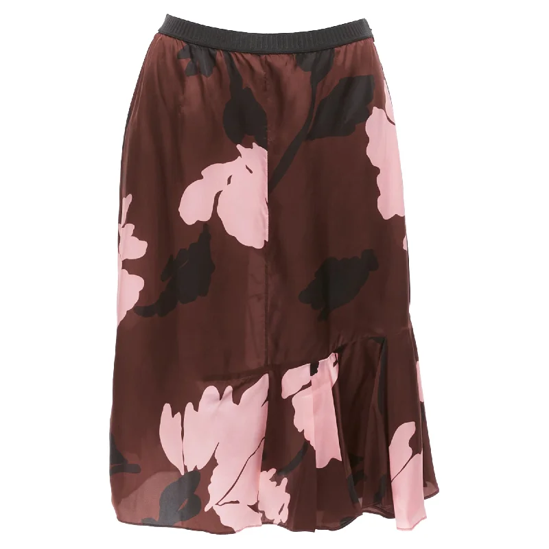 Women's Garments Marni Big Floral Print Elastic Waistband Knee Skirt