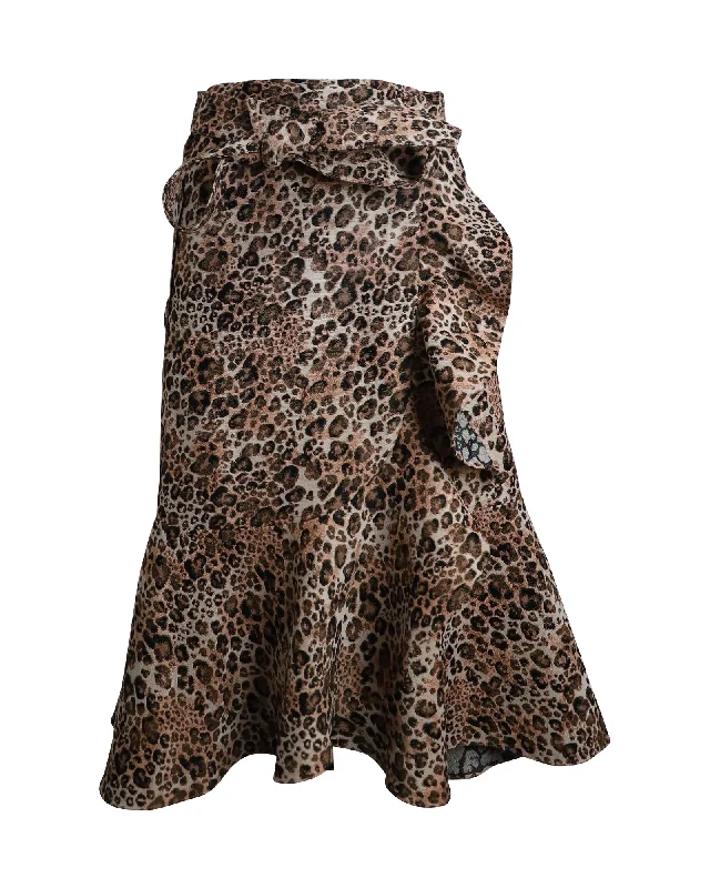 Clothing Online Johanna Ortiz Cynical Attitude Ruffled Leopard Skirt in Animal Print Polyester