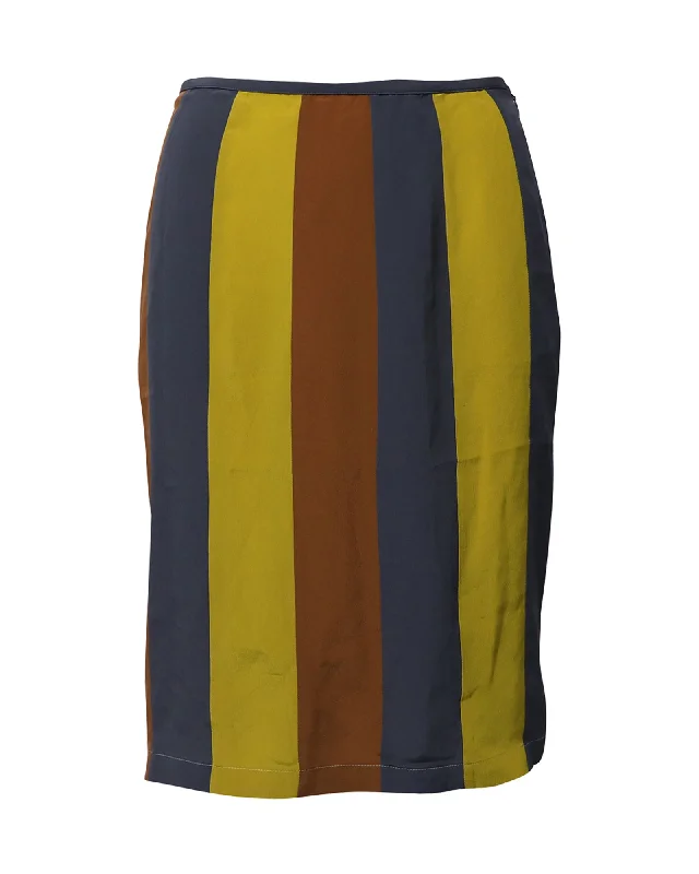 Timeless Women's Fashion Styles Prada Striped Skirt in Multicolor Silk