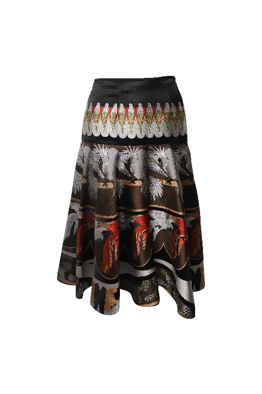 Women's Formal Event Attire Fendi Parrot Print Skirt in Multicolor Silk